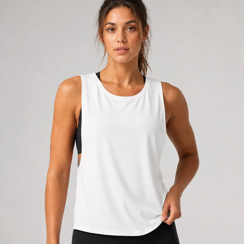 Define Loose Tank White Snow - fit close up