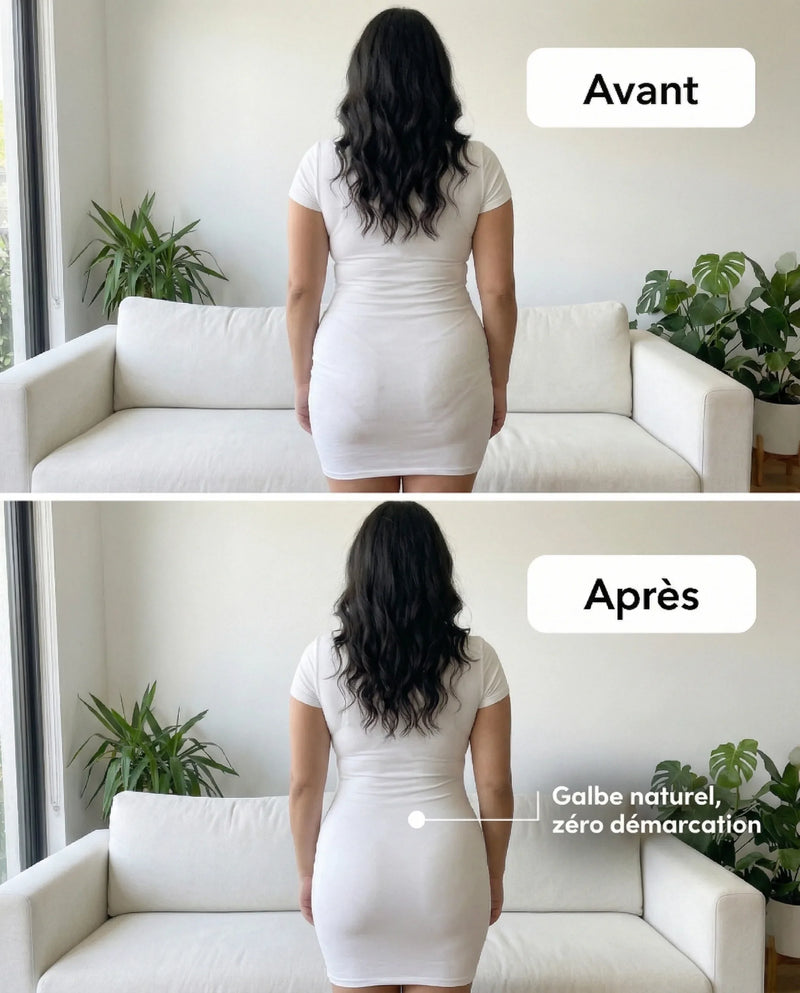 Before and after back view with no visible lines