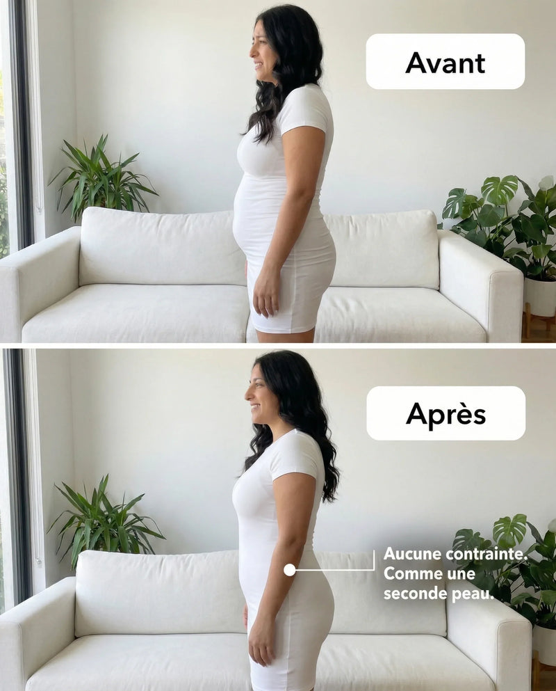 Before and after side view with a smoother silhouette