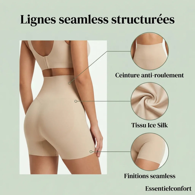 No-roll waistband and seamless technical details