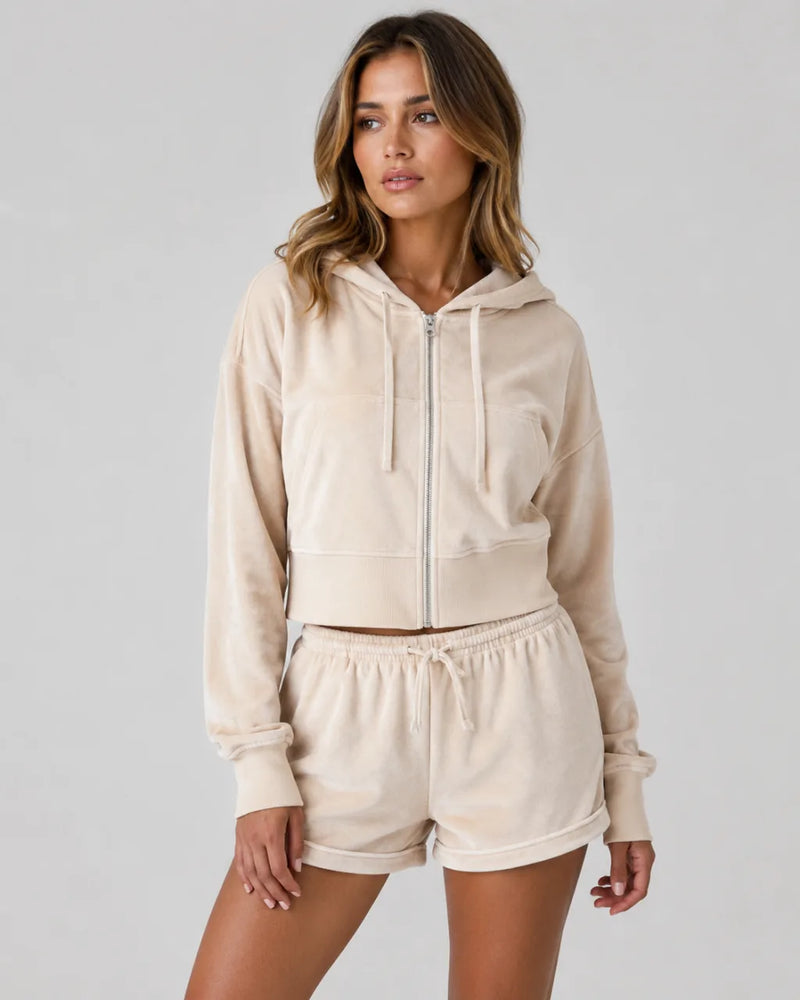 Everyday Terry Cropped Hoodie Cream - product image 2