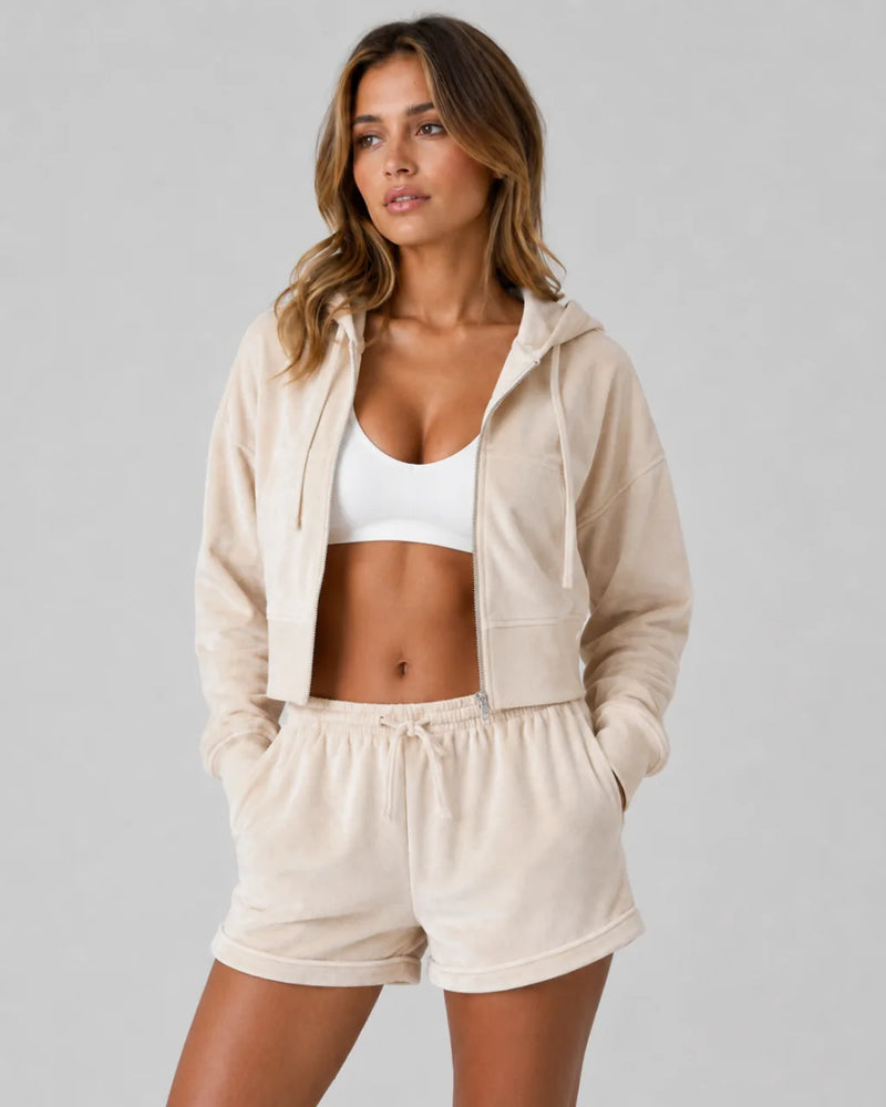 Everyday Terry Cropped Hoodie Cream - product image 3