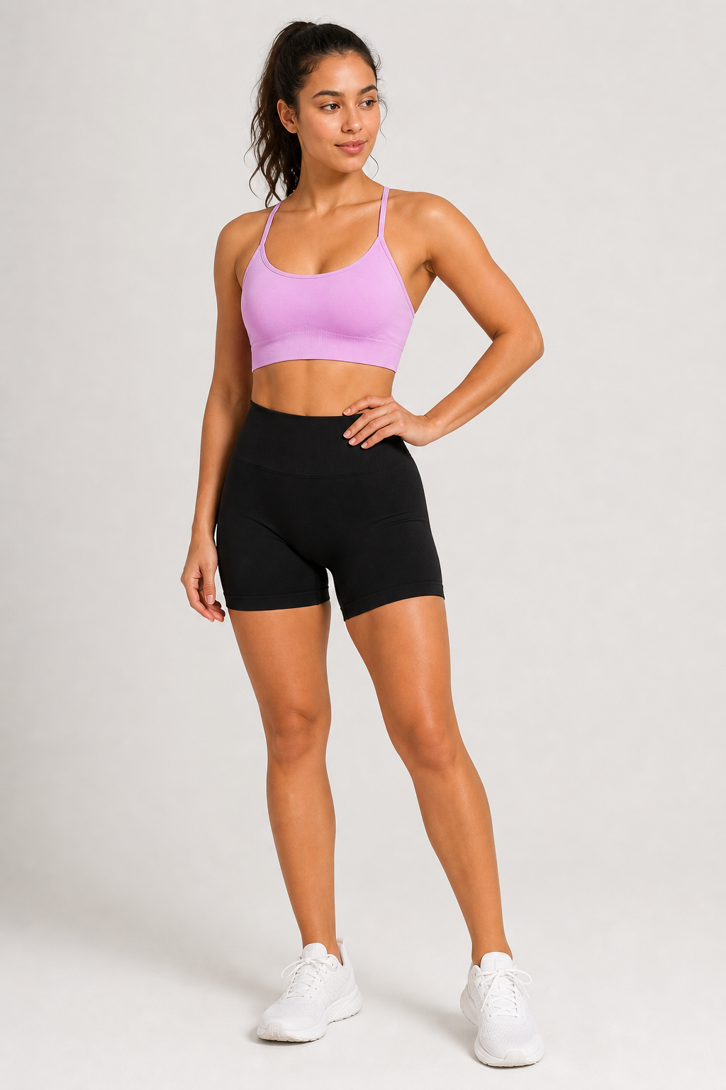 Smooth Seamless Strappy Sports Bra Lavender Pink