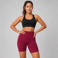 Nimble Midi Shorts Dull Berry Red - waistband detail