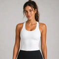 Smooth Seamless 2-in-1 Tank White Snow - fit close up
