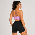 Smooth Seamless Strappy Sports Bra Lavender Pink - back straps