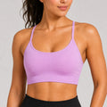 Smooth Seamless Strappy Sports Bra Lavender Pink - fit close up