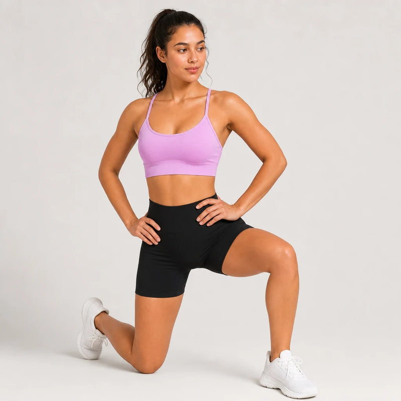 Smooth Seamless Strappy Sports Bra Lavender Pink - movement studio