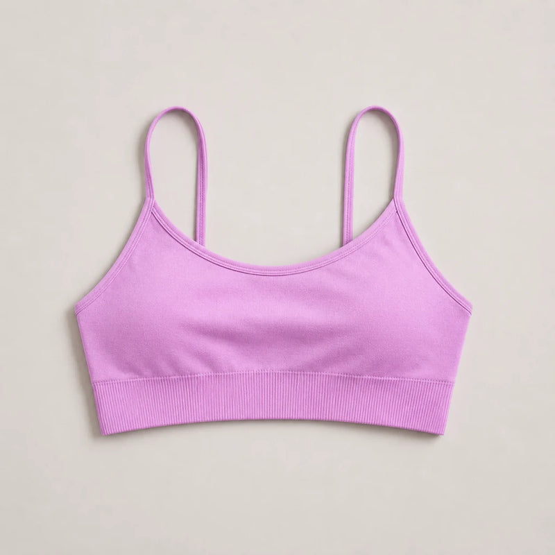 Smooth Seamless Strappy Sports Bra Lavender Pink - premium flat lay